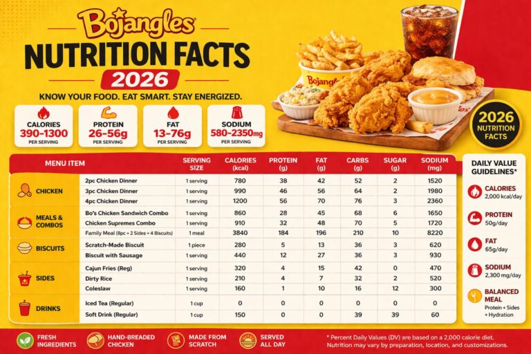 Bojangles Nutrition Facts 2026