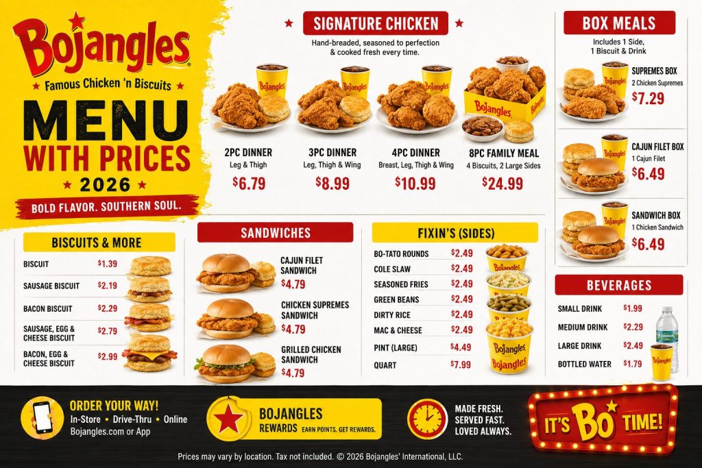 Bojangles Menu With Prices and Pictures