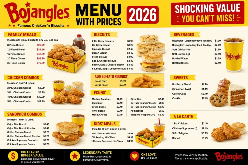 Bojangles Menu with Prices 2026